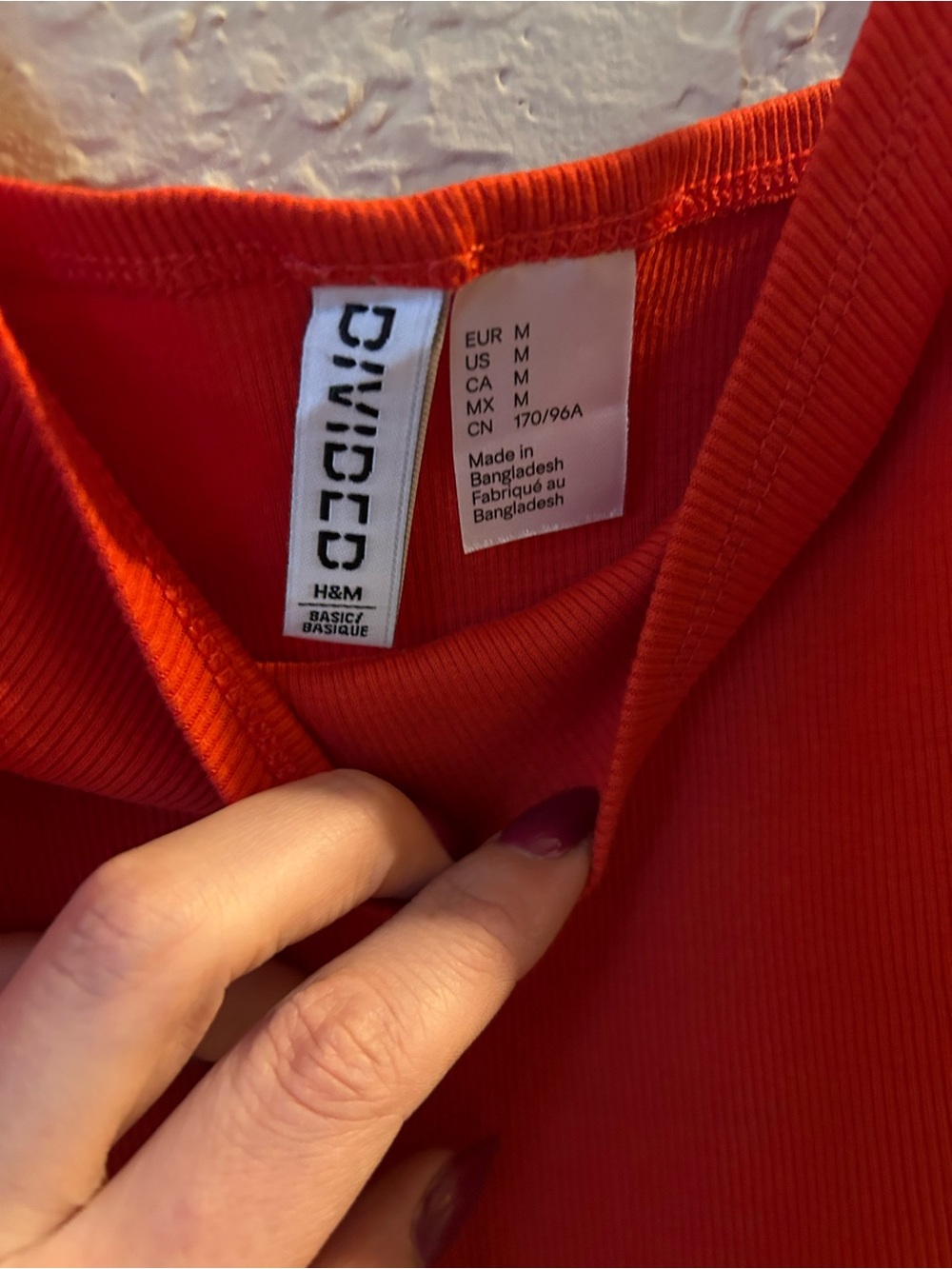 H&M Red Ribbed Cropped Cami Tank Top - Picture 2 of 3